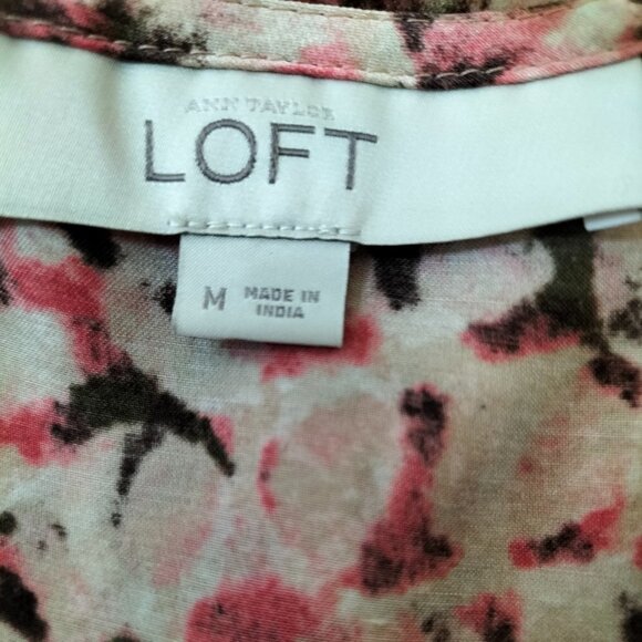 (941) LOFT Blush Pink Brown Patterns Sleeveless Top Size Medium - Picture 6 of 6